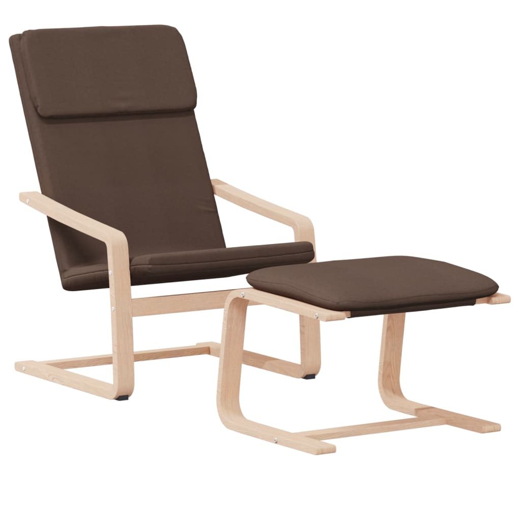 Chaise de relaxation avec repose-pied Marron foncé Tissu - XIOS