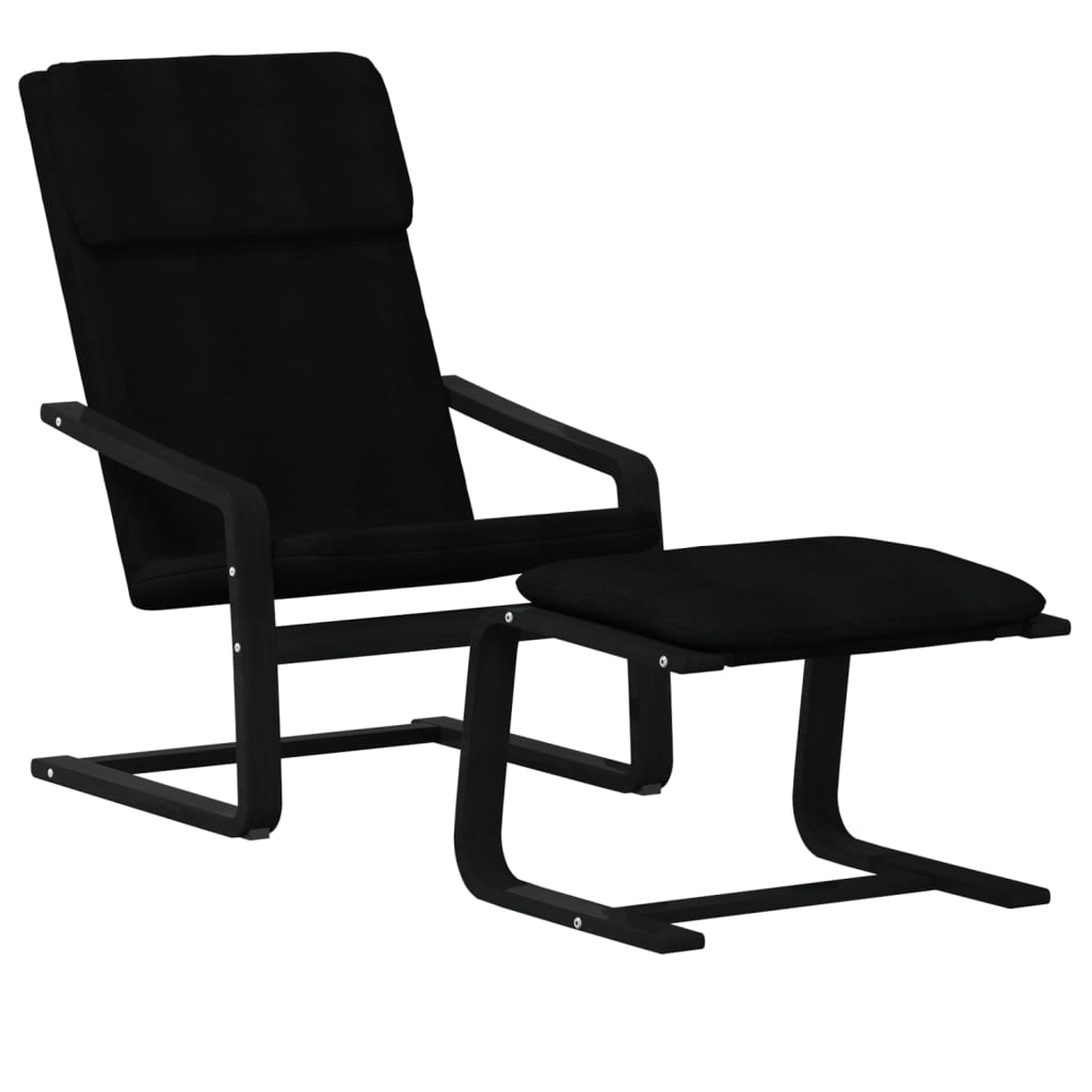 Chaise de relaxation avec repose-pied Noir Tissu - XIOS