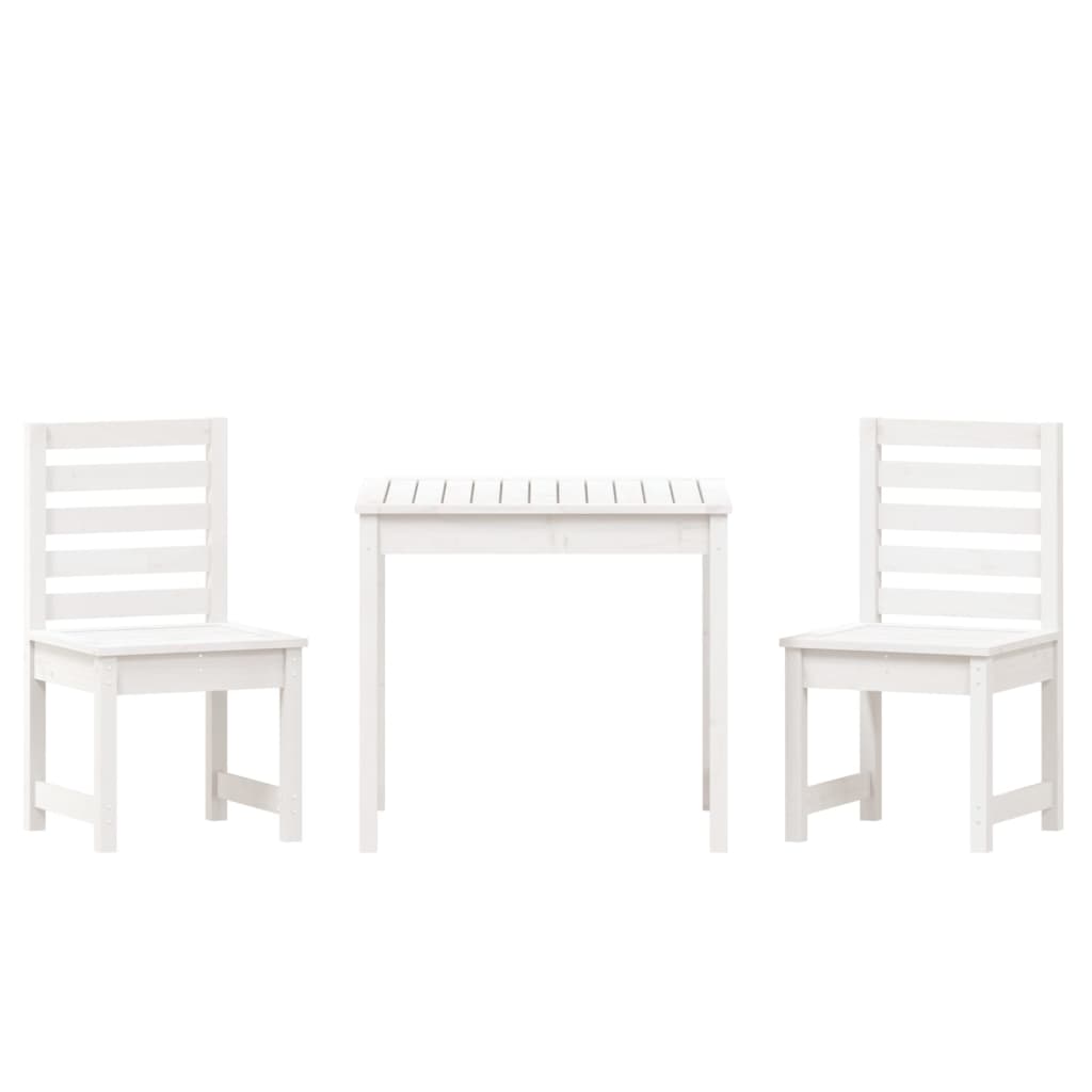 Ensemble de bistrot de jardin 3 pcs blanc bois de pin massif