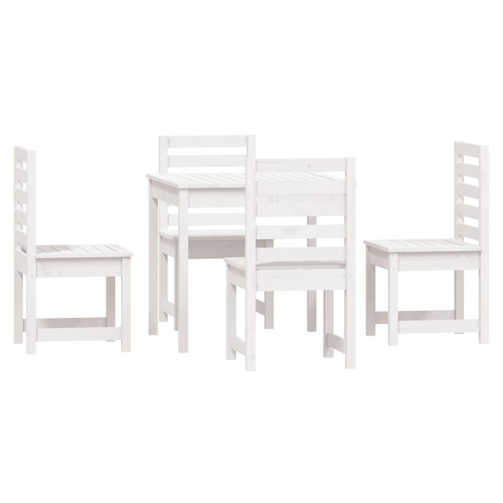 Ensemble à manger de jardin 5 pcs blanc bois massif de pin