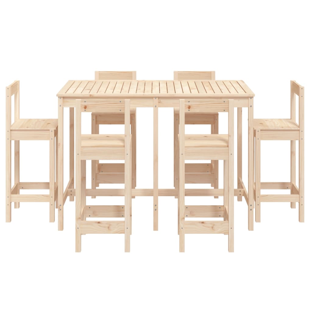 Ensemble de bar de jardin 7 pcs Bois de pin massif