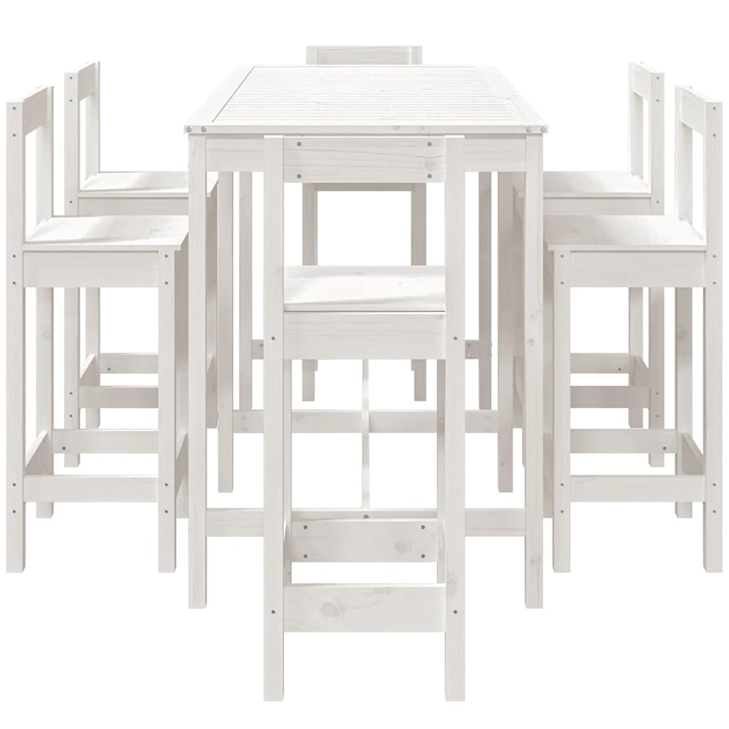 Ensemble de bar de jardin 7 pcs blanc bois de pin massif