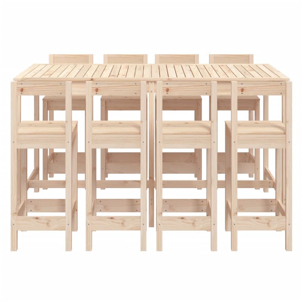 Ensemble de bar de jardin 9 pcs Bois de pin massif