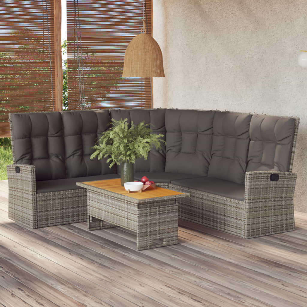 Salon de jardin 2 pcs avec coussins Gris Résine tressée - XIOS