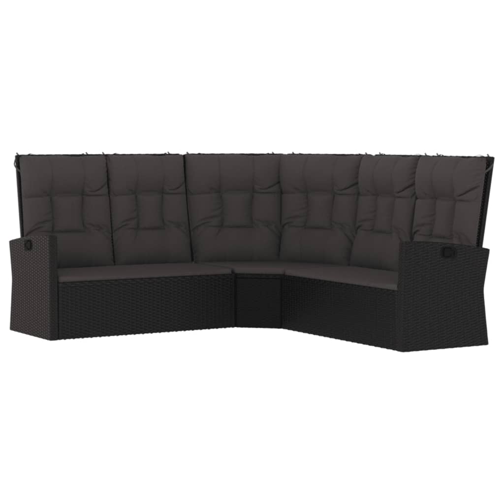 Salon de jardin 3 pcs avec coussins Noir Résine tressée - XIOS
