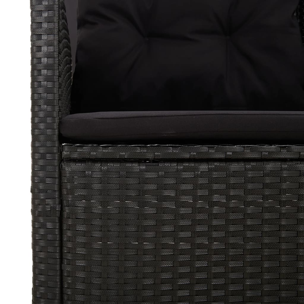 Salon de jardin 3 pcs avec coussins Noir Résine tressée - XIOS
