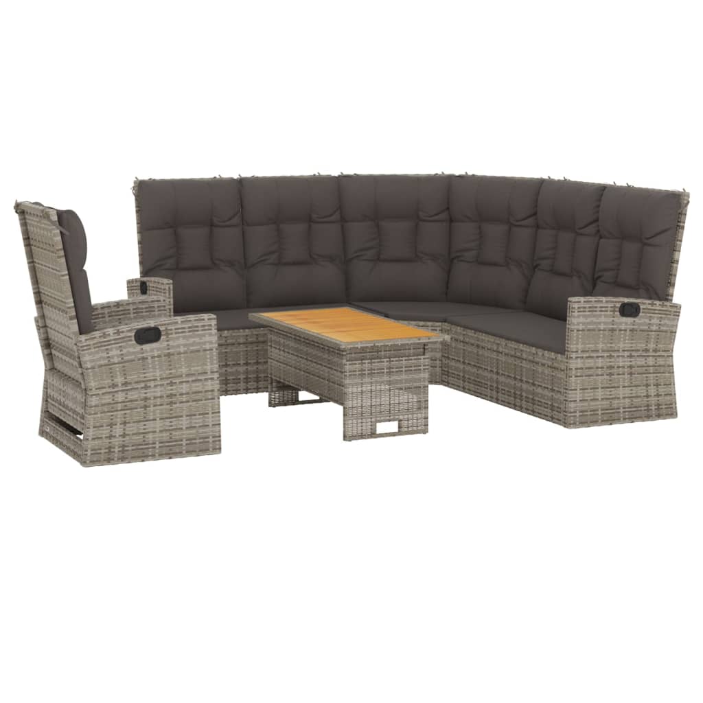 Salon de jardin 3 pcs avec coussins Gris Résine tressée Salons de jardin vidaXL