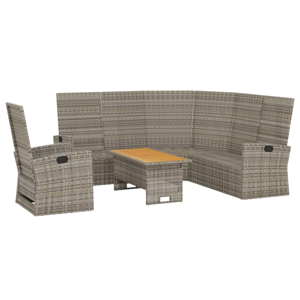 Salon de jardin 3 pcs avec coussins Gris Résine tressée Salons de jardin vidaXL