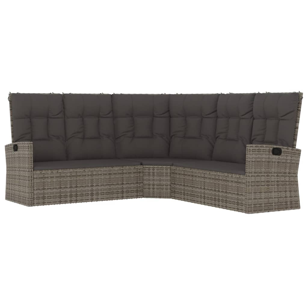 Salon de jardin 3 pcs avec coussins Gris Résine tressée Salons de jardin vidaXL