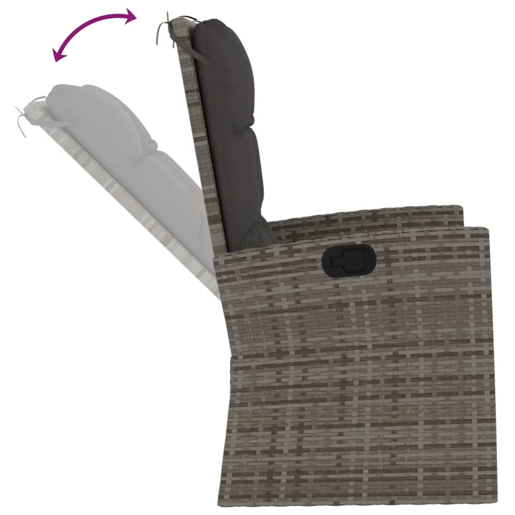 Salon de jardin 3 pcs avec coussins Gris Résine tressée Salons de jardin vidaXL
