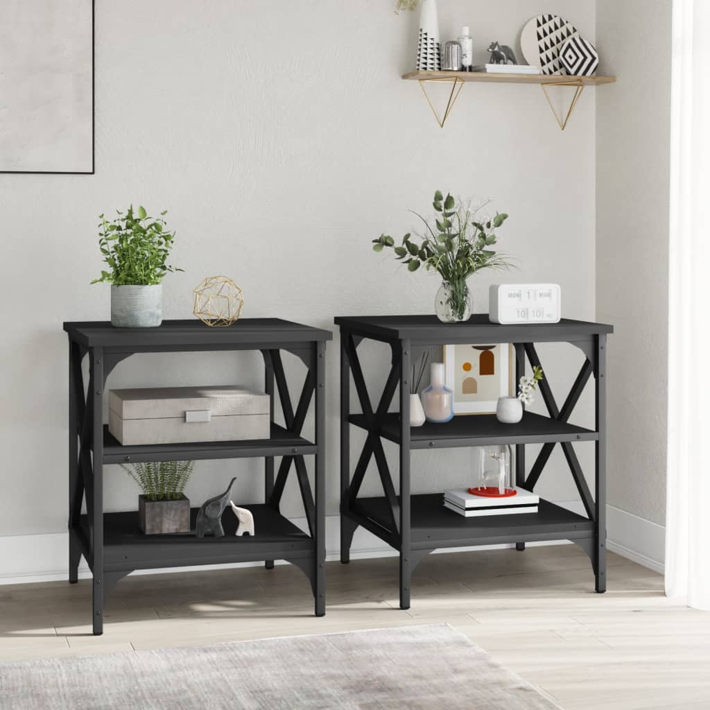 Tables d'appoint 2 pcs Noir 40x42x50 cm Bois d’ingénierie - XIOS