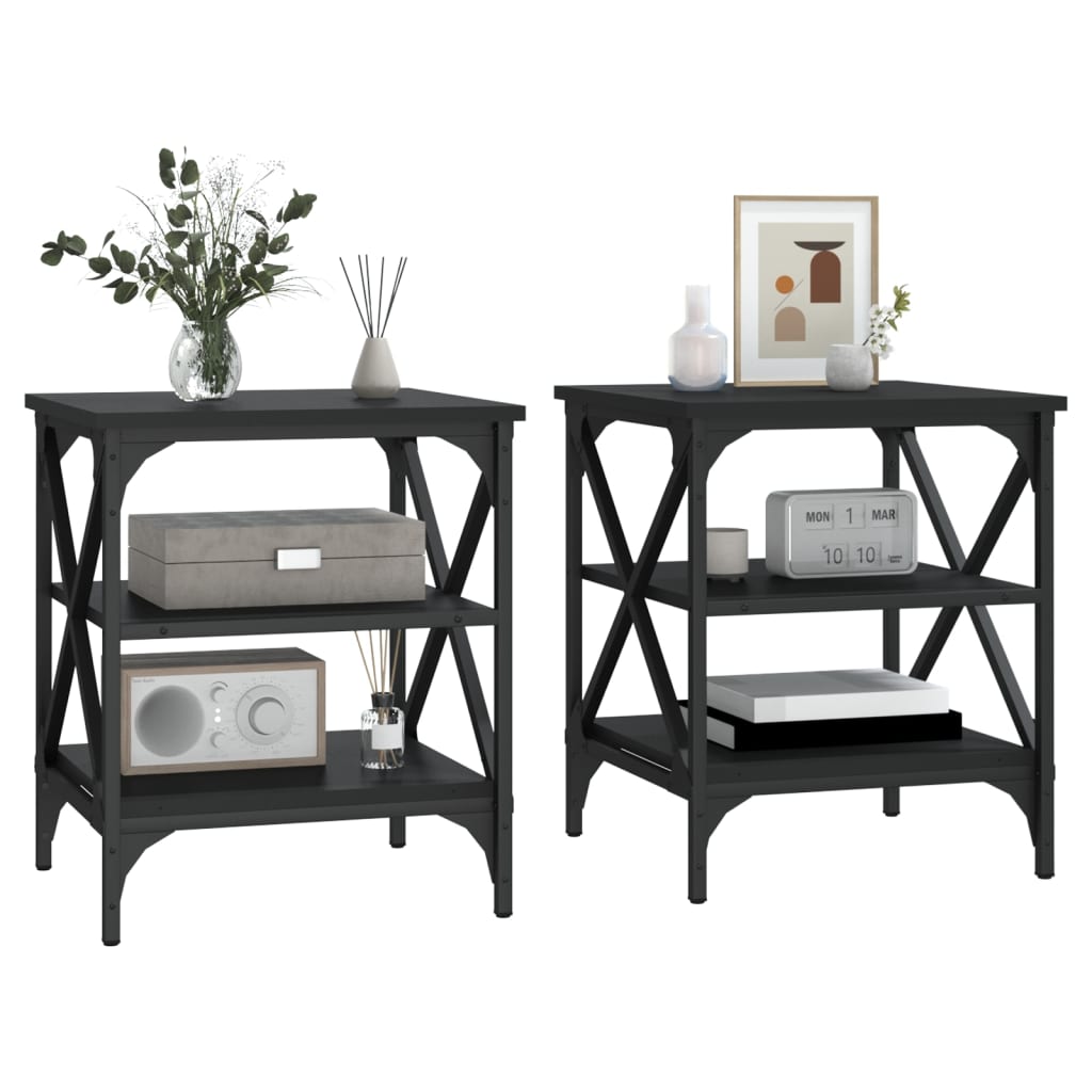 Tables d'appoint 2 pcs Noir 40x42x50 cm Bois d’ingénierie - XIOS