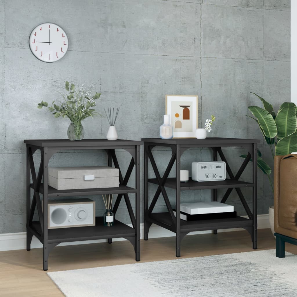 Tables d'appoint 2 pcs Noir 40x42x50 cm Bois d’ingénierie - XIOS