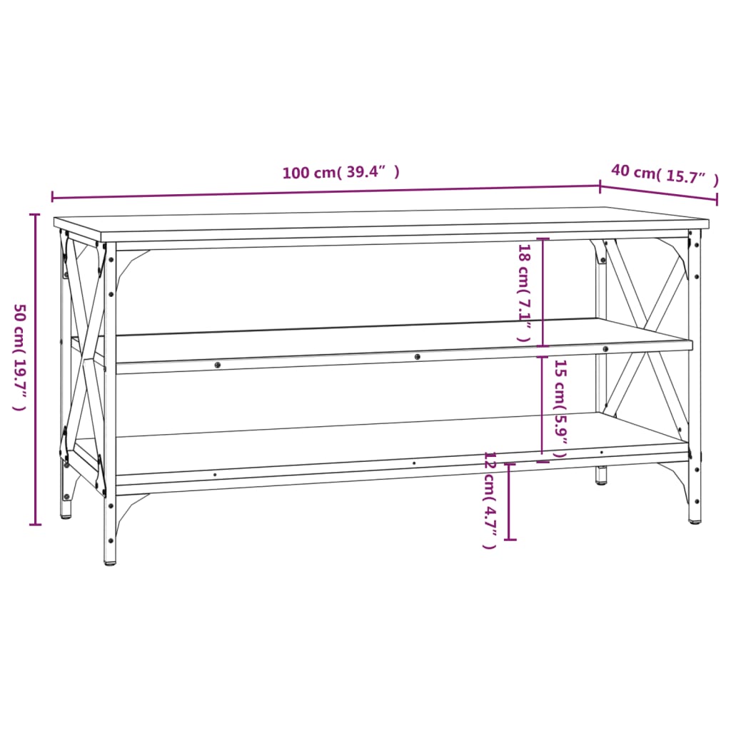 Meuble TV Chêne fumé 100x40x50 cm Bois d'ingénierie - XIOS