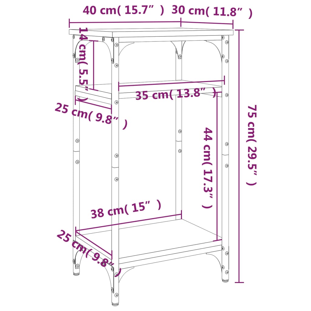 Table d'appoint Chêne fumé 40x30x75 cm Bois d'ingénierie - XIOS