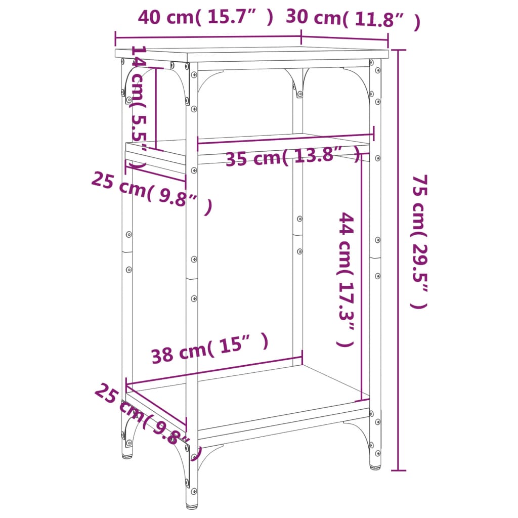 Table d'appoint Sonoma gris 40x30x75 cm Bois d'ingénierie - XIOS