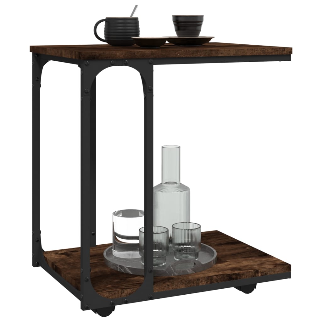 Table d'appoint à roues Chêne fumé 50x35x55,5 cm - XIOS
