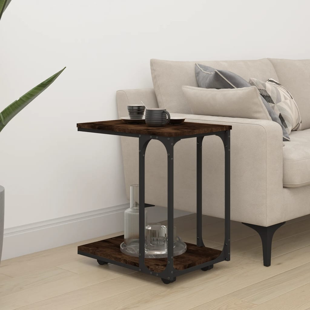 Table d'appoint à roues Chêne fumé 50x35x55,5 cm - XIOS