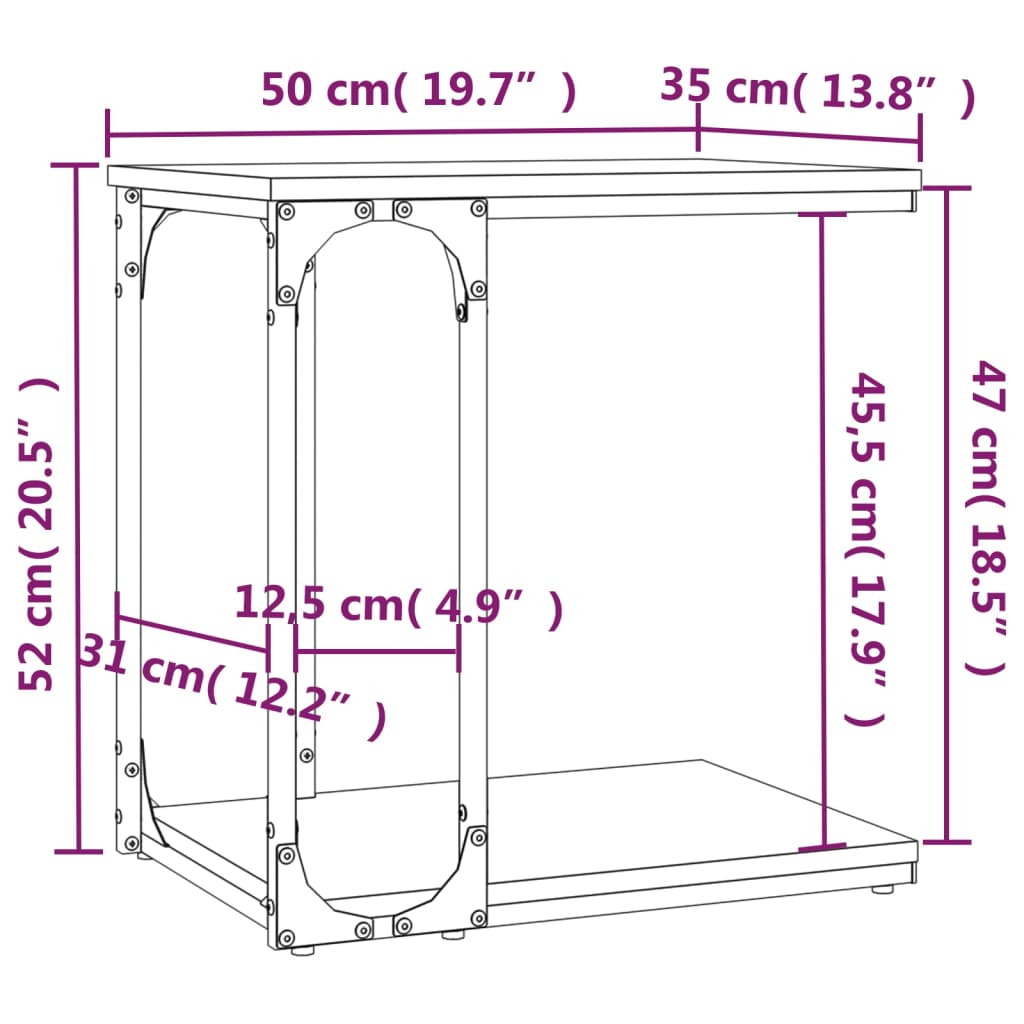 Table d'appoint Sonoma gris 50x35x52 cm Bois d'ingénierie - XIOS