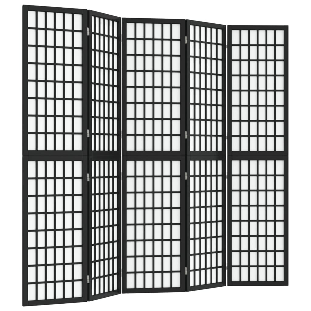 Cloison de séparation pliable 5 panneaux 200x170 cm Noir XIOS