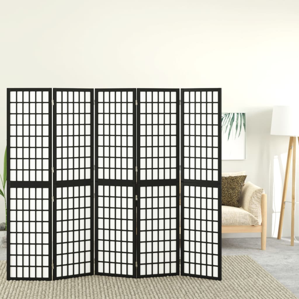Cloison de séparation pliable 5 panneaux 200x170 cm Noir XIOS