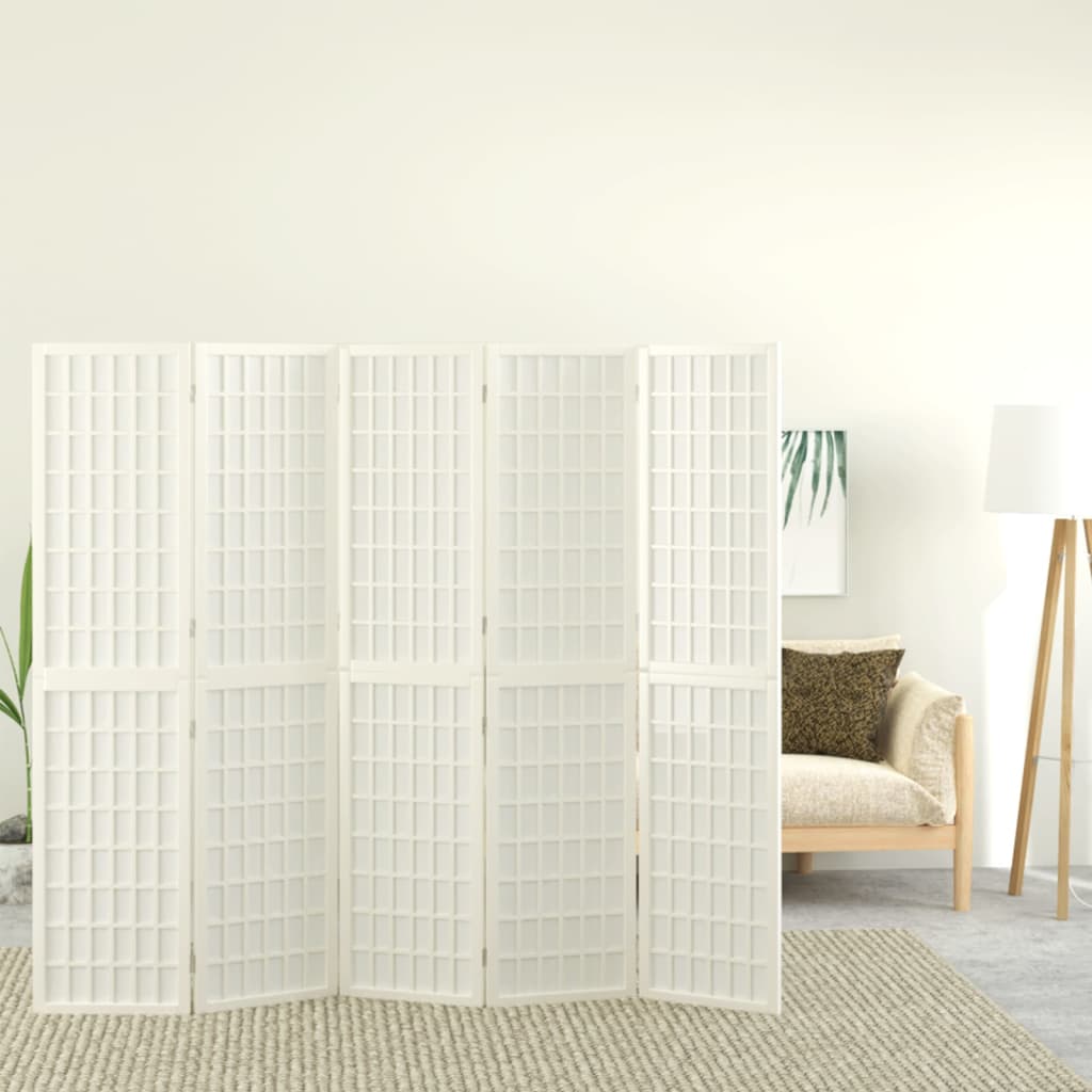 Cloison de séparation pliable 5 panneaux 200x170 cm Blanc XIOS