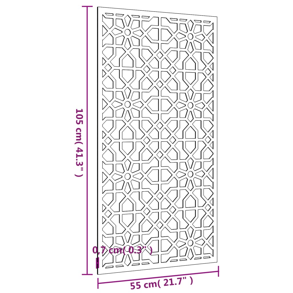 Décoration murale jardin 105x55cm acier corten design mauresque - XIOS