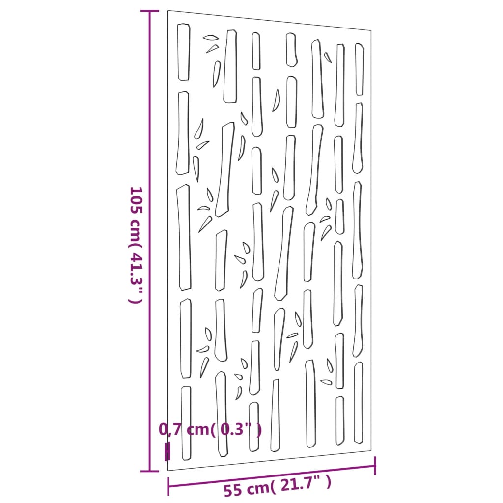 Décoration murale jardin 105x55 cm acier corten design bambou - XIOS