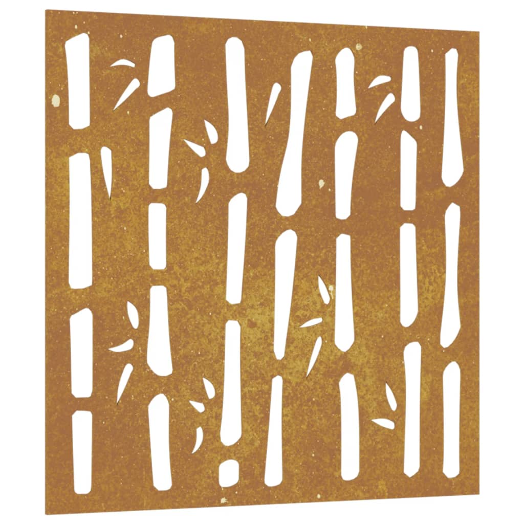 Décoration murale jardin 55x55 cm acier corten design bambou - XIOS