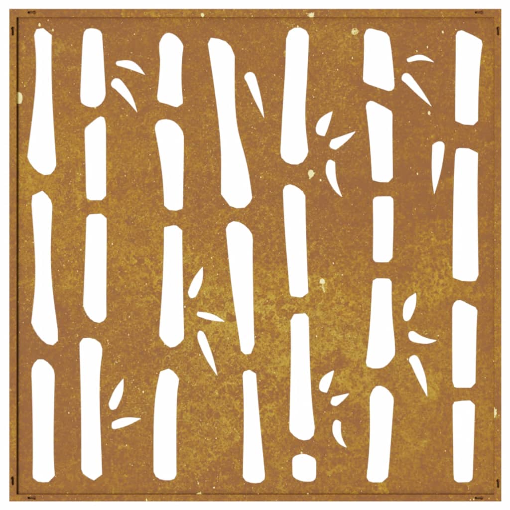 Décoration murale jardin 55x55 cm acier corten design bambou - XIOS