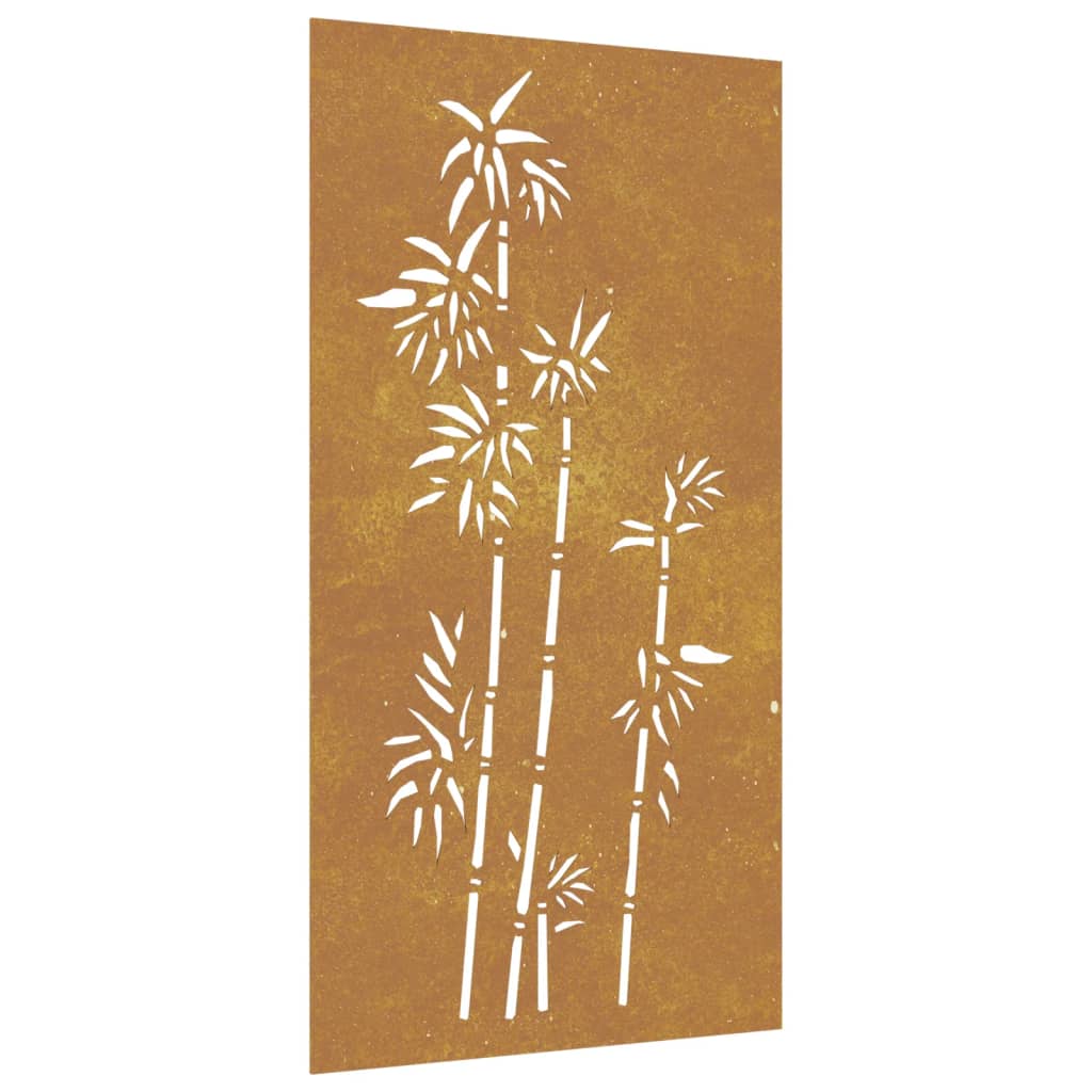 Décoration murale jardin 105x55 cm acier corten design bambou