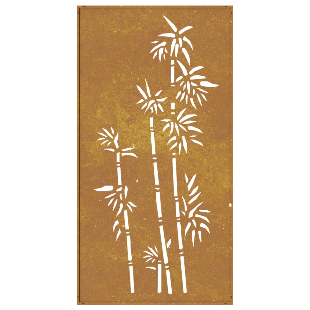 Décoration murale jardin 105x55 cm acier corten design bambou - XIOS