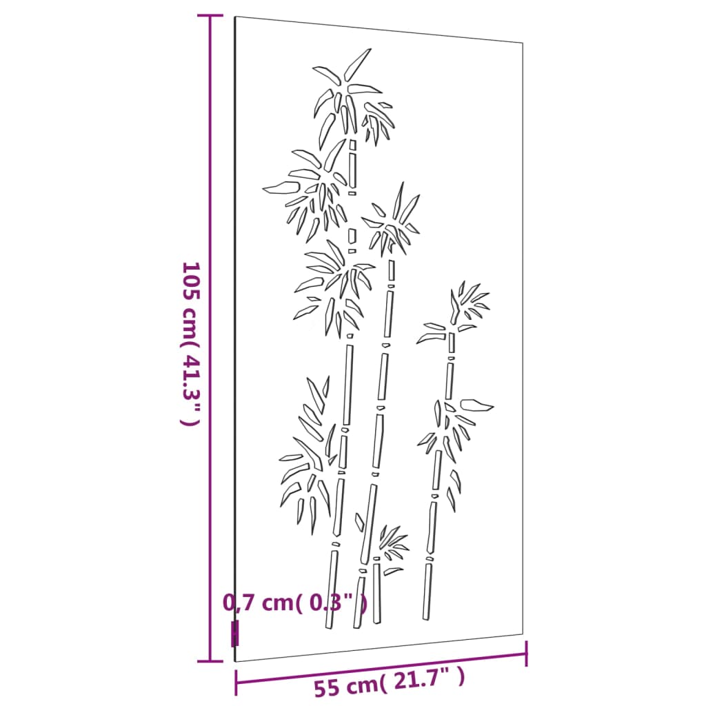 Décoration murale jardin 105x55 cm acier corten design bambou - XIOS
