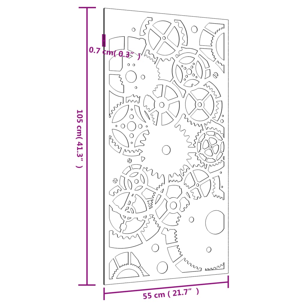 Décoration murale jardin 105x55 cm design de roue dentée - XIOS