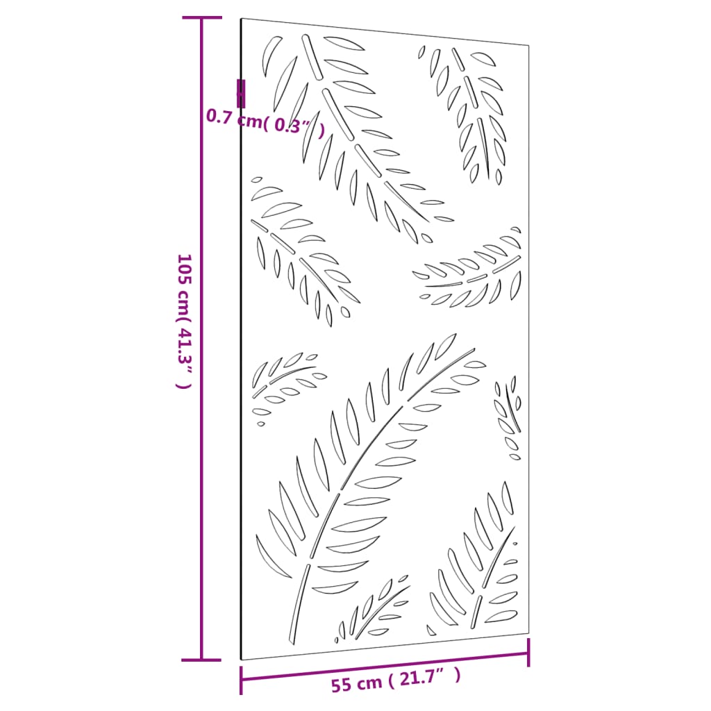 Décoration murale jardin 105x55 cm acier corten design feuille