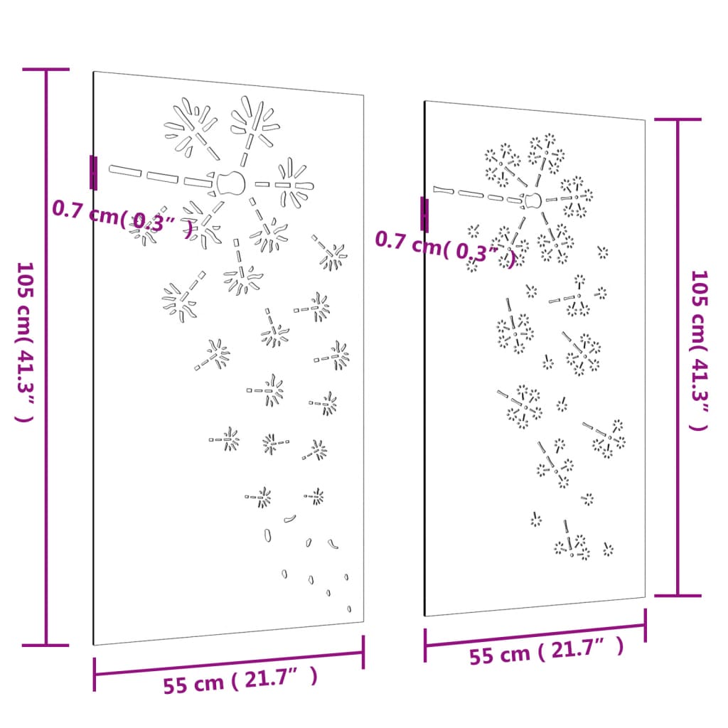 Décorations murales de jardin 2pcs 105x55 cm design de fleur - XIOS