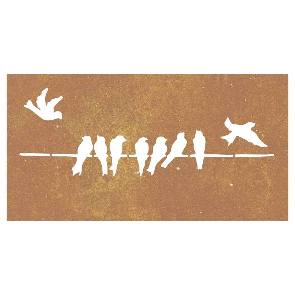 Décoration murale jardin 105x55 cm acier corten design d'oiseau