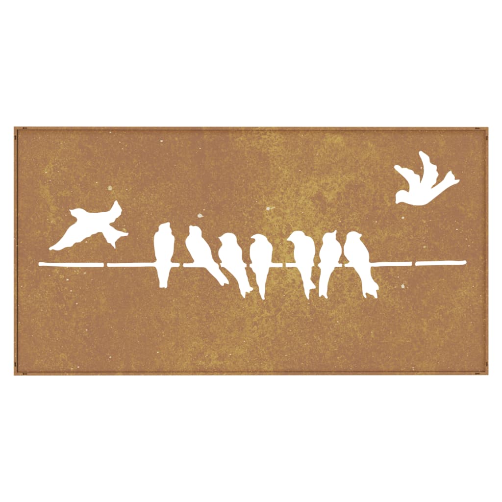 Décoration murale jardin 105x55 cm acier corten design d'oiseau