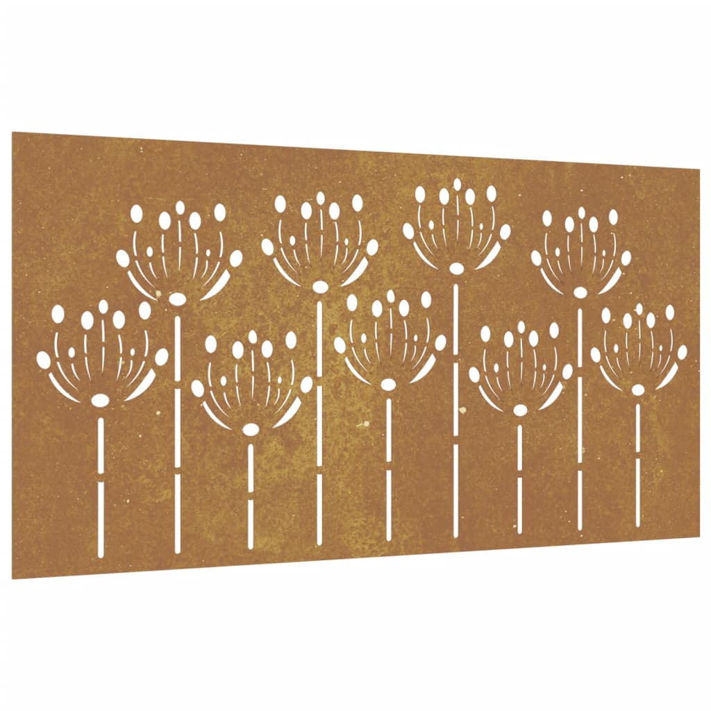 Décoration murale jardin 105x55 cm acier corten design de fleur