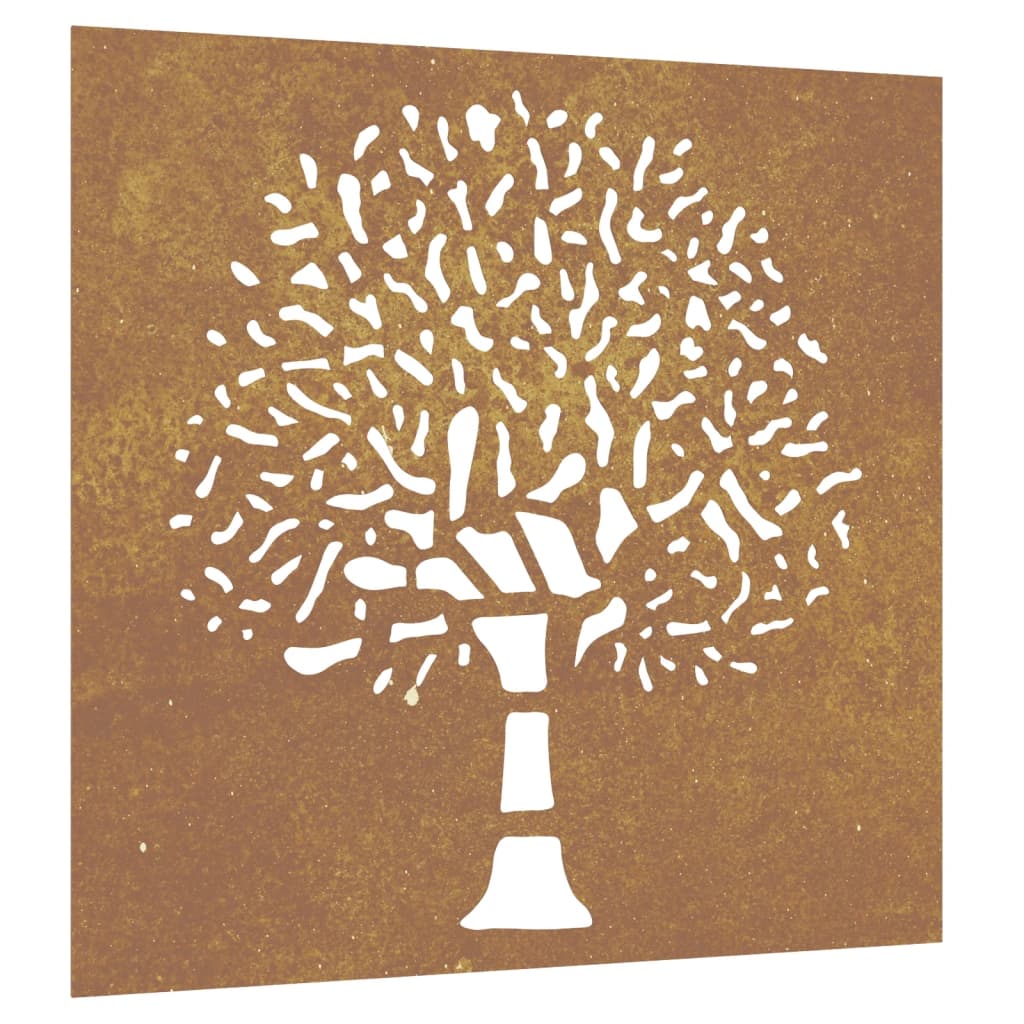 Décoration murale jardin 55x55 cm acier corten design d'arbre