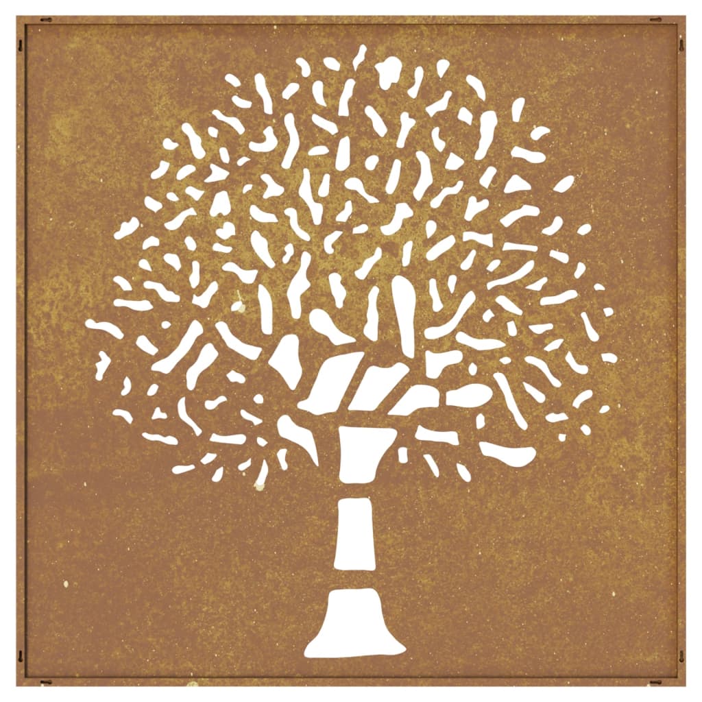 Décoration murale jardin 55x55 cm acier corten design d'arbre - XIOS