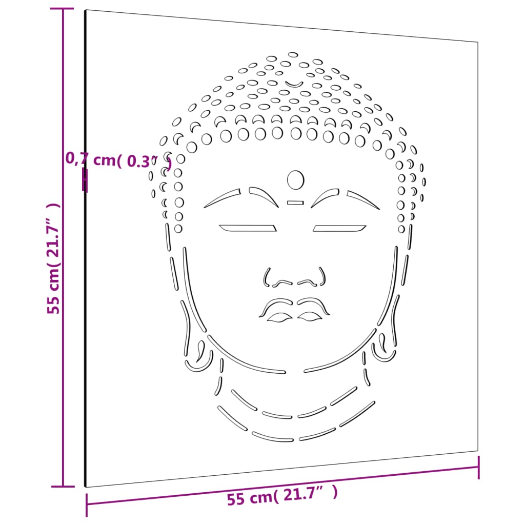 Décoration murale jardin 55x55 cm motif de tête de bouddha - XIOS