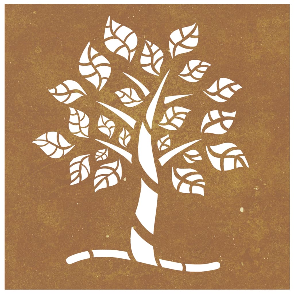Décoration murale jardin 55x55 cm acier corten design d'arbre - XIOS