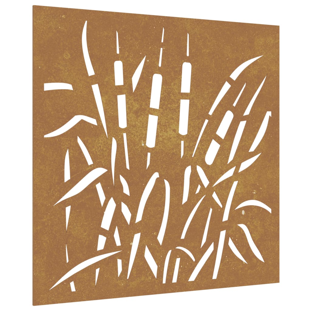 Décoration murale jardin 55x55 cm acier corten design d'herbe