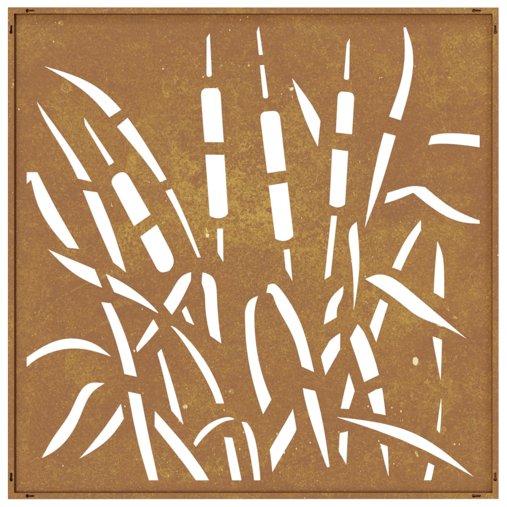 Décoration murale jardin 55x55 cm acier corten design d'herbe - XIOS