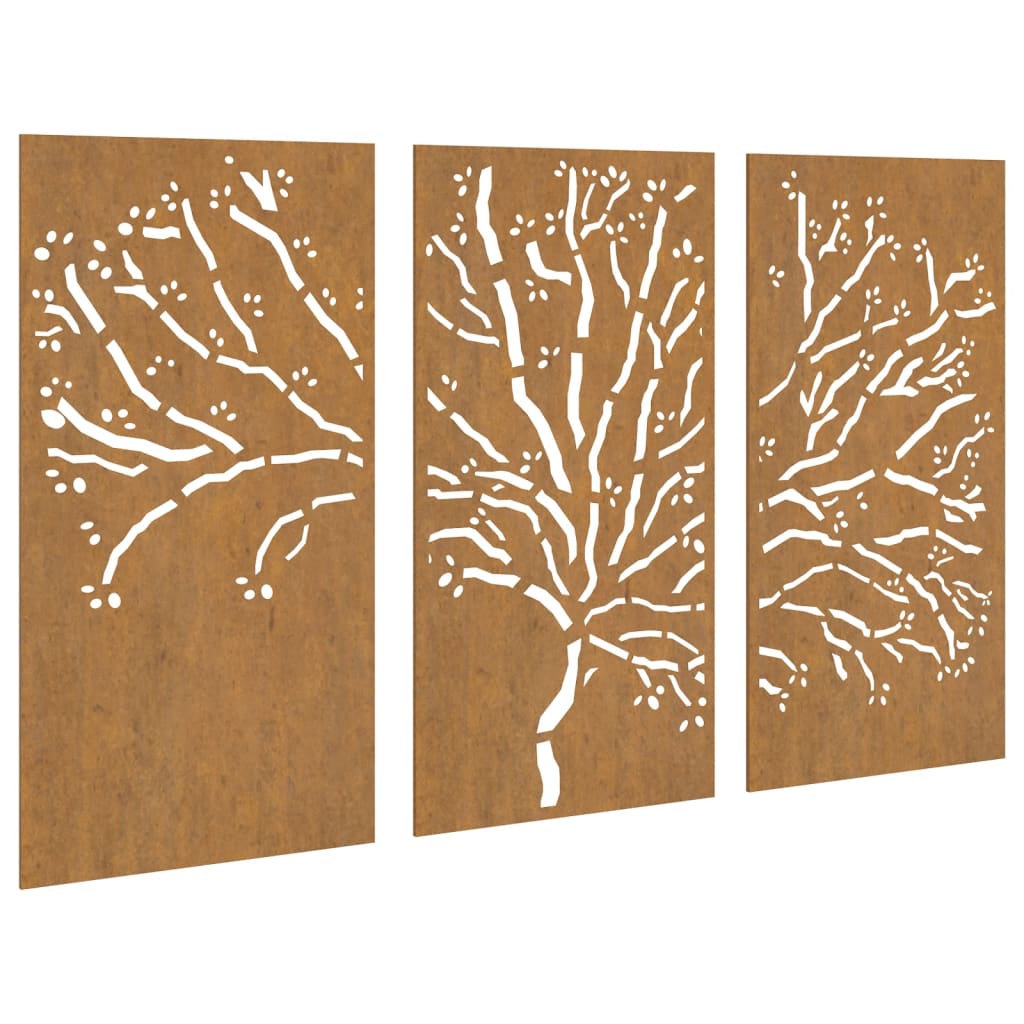 Décorations murales jardin 3 pcs 105x55 cm design d'arbre acier - XIOS