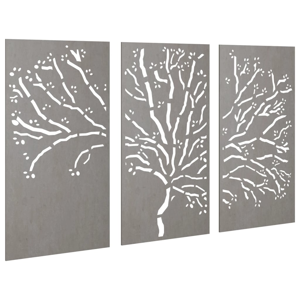 Décorations murales jardin 3 pcs 105x55 cm design d'arbre acier - XIOS