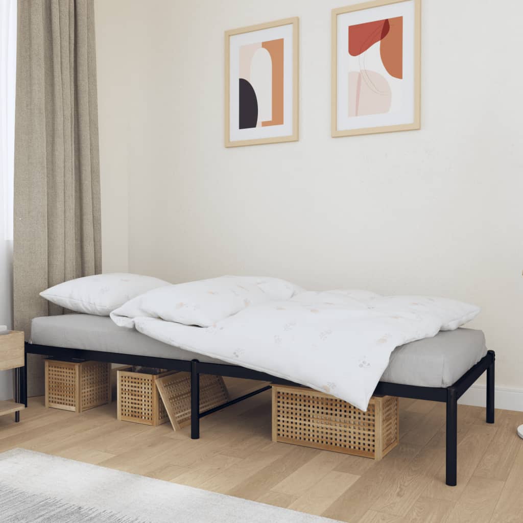 Cadre de lit métal sans matelas noir 75x190 cm - XIOS