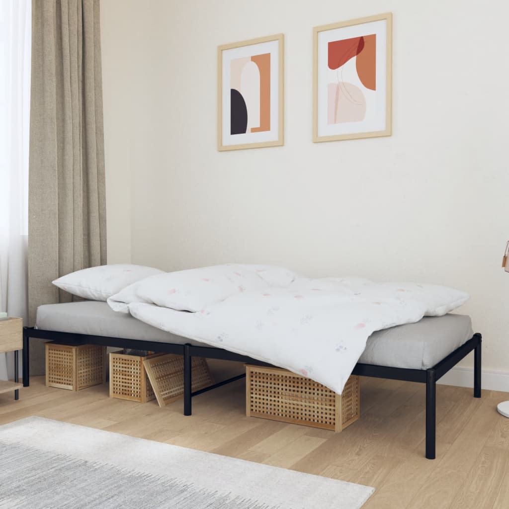 Cadre de lit métal sans matelas noir 90x200 cm - XIOS