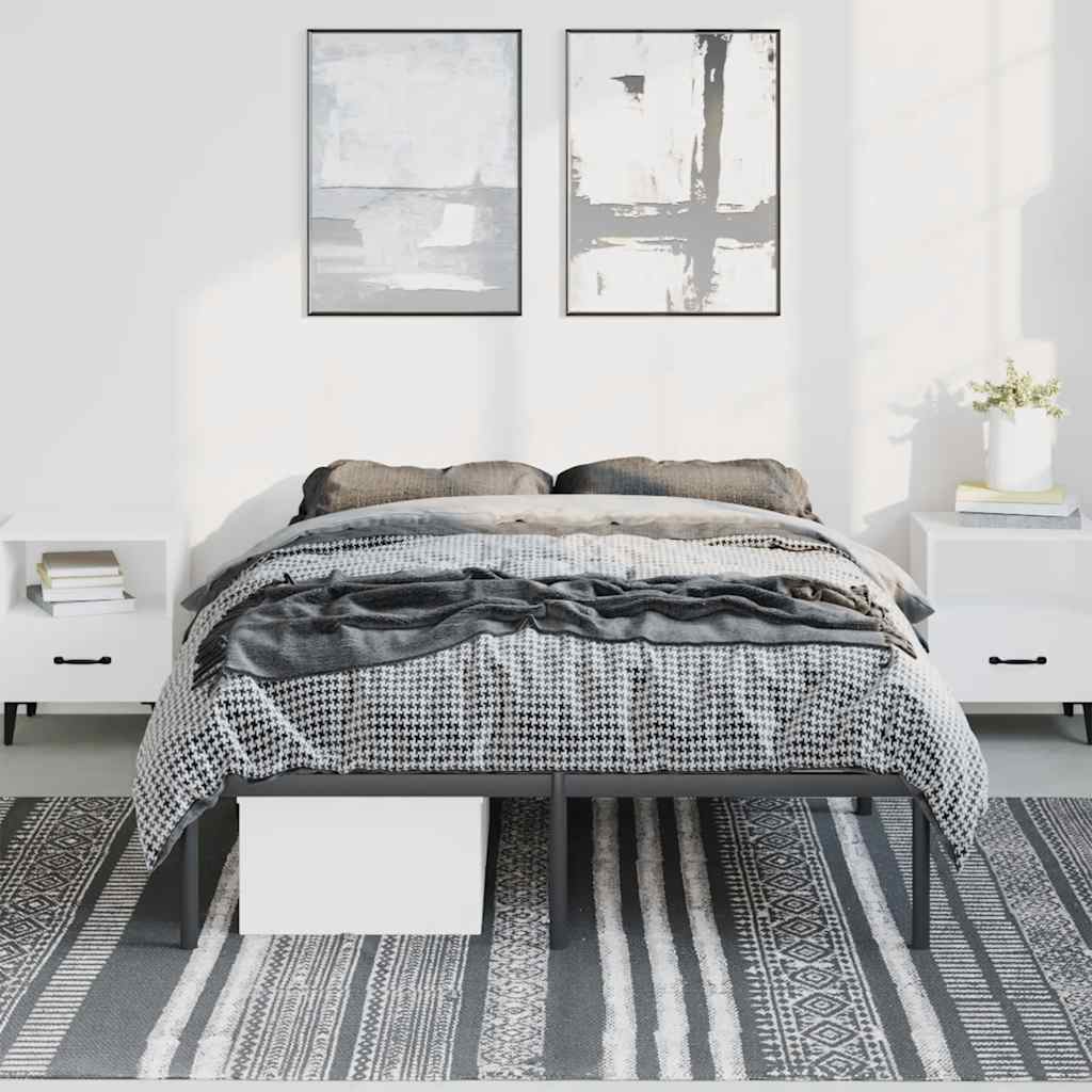 Cadre de lit métal sans matelas noir 135x190 cm - XIOS